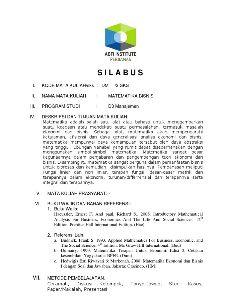 Aplikasi persamaan & pertidaksamaan dalam ekonomi & bisnis. 992 Matematika Bisnis Pdf
