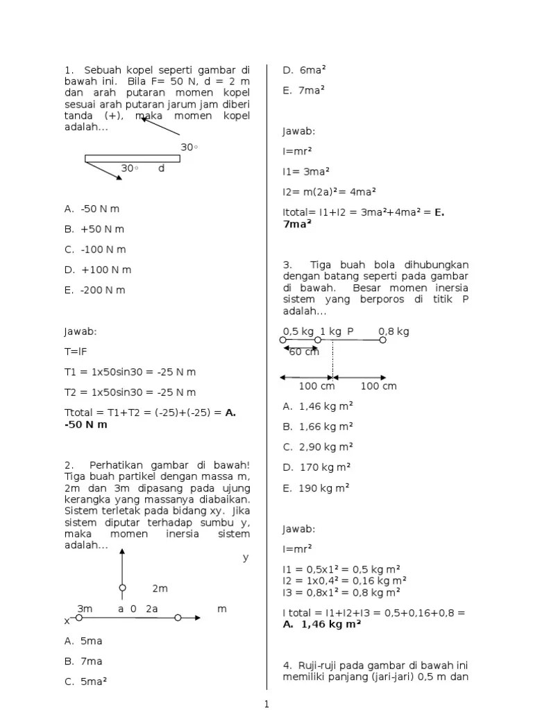 Bab 1 keseimban gan dan dinamika rotasi pdf free download from docplayer.info. 13 Contoh Soal Pilihan Ganda Dinamika Rotasi Dan Penyelesaiannya Kumpulan Contoh Soal