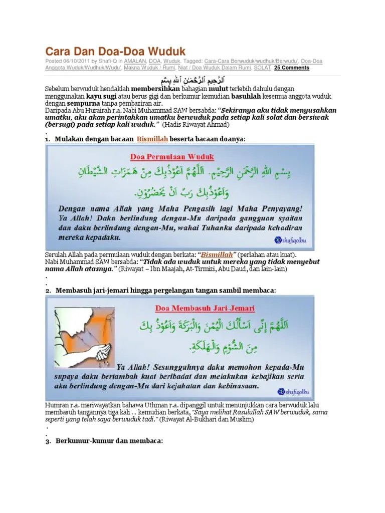 Tapi tahu tak, banyak manfaat bila kita . Cara Dan Doa Berwudhuk Pdf