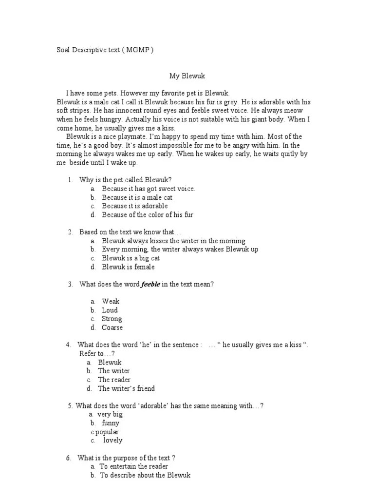 Kumpulan soal bahasa inggris, hasil copy paste dari berbagai sumber buku dan wacana.full description. Soal Descriptive Text Leisure Sports