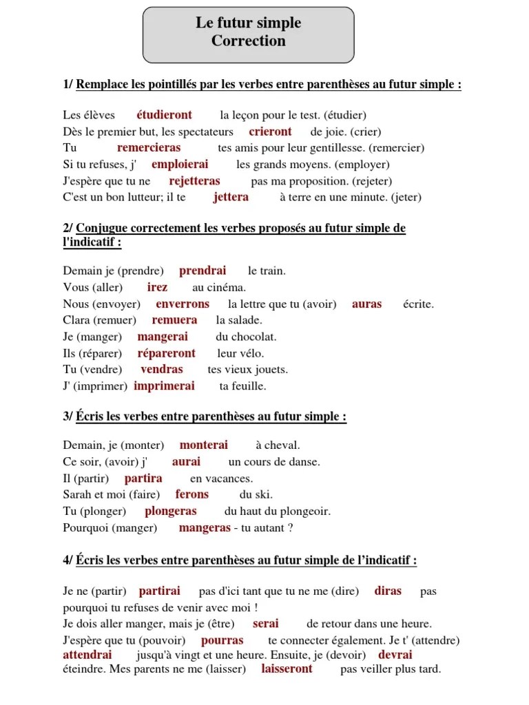 Related to exercice passe simple cm2. Correction-Futur-simple---Cm2---Exercices-corrigés-2 (1)