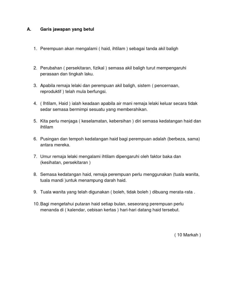 Soalan PJK Tahun 5 2013 | PDF
