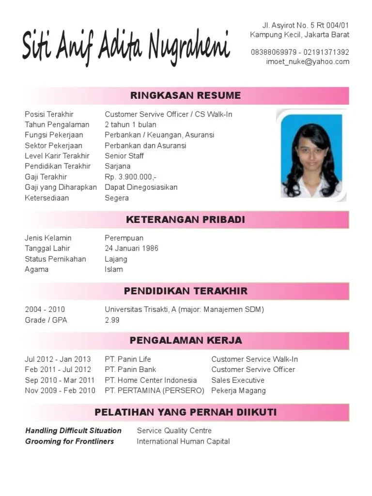 Gambar contoh cv yang menarik dan kreatif. Contoh surat lamaran kerja & CV via email