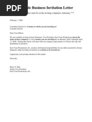 Sample Business Invitation Letter
