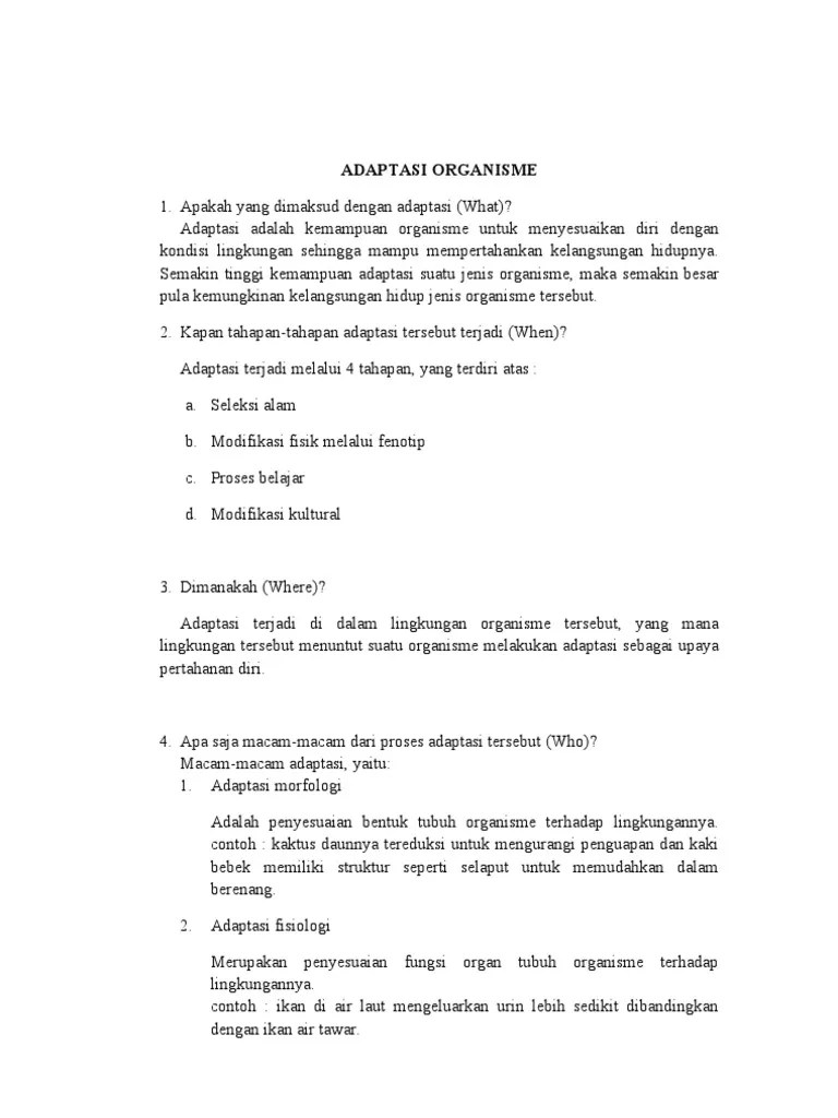 Sebutkan 3 pembagian hewan berdasarkan makanannya! Adaptasi Organisme Pdf