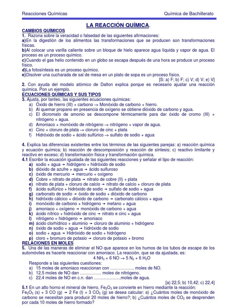 La Reaccion Quimica | PDF | Dióxido De Azufre | Nitrato