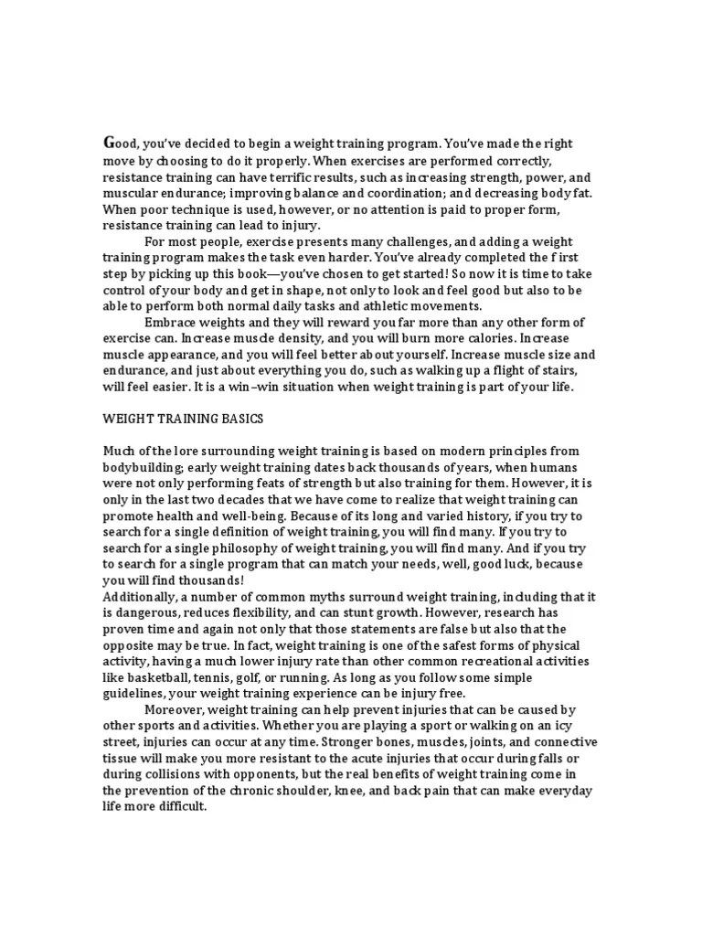 Fundamentals Of Weight Training | PDF | Weight Training | Physical Exercise