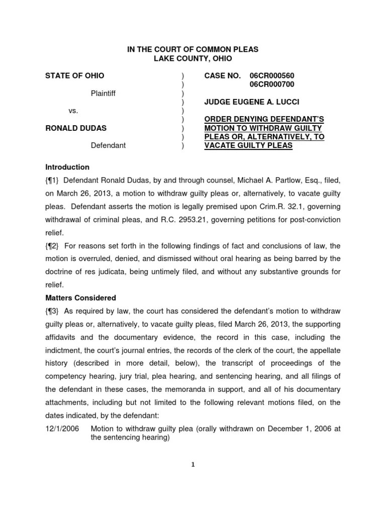 Request To Withdraw Guilty Plea Denied | PDF | Plea | Plea Bargain