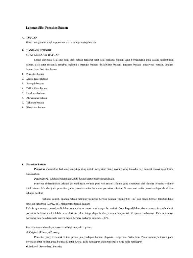 Laporan Porositas Batuan | PDF