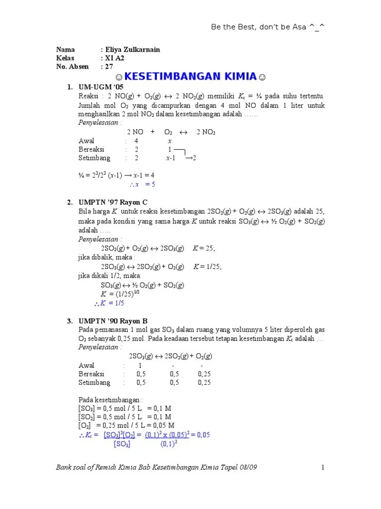 Contoh Soal Essay Kesetimbangan Kimia Dan Jawabannya Cara Golden 