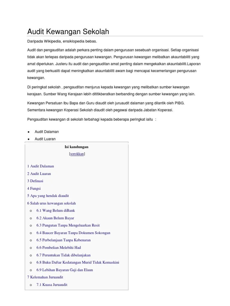 Contoh Laporan Audit Dalaman Koperasi Sekolah Cute766
