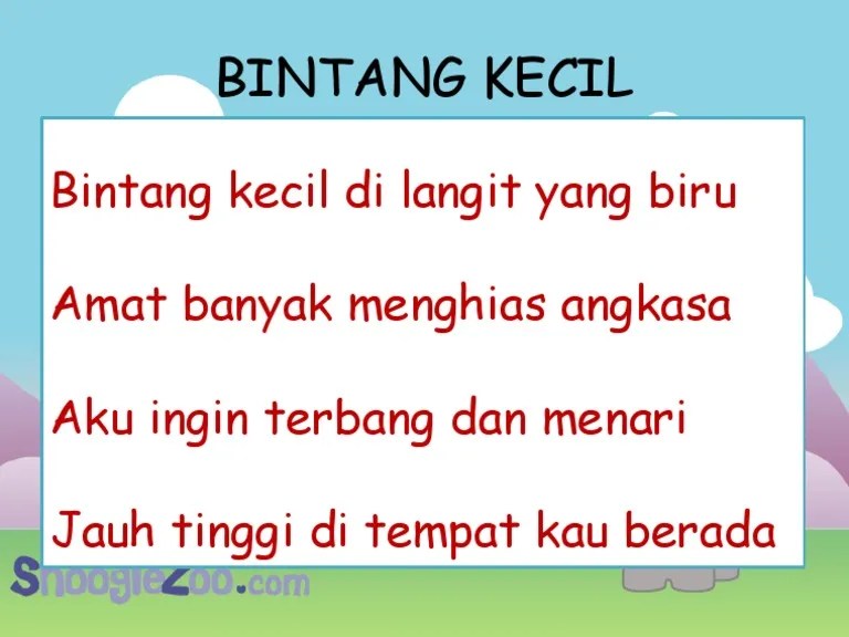 Lirik Lagu Kanak - Kanak Bintang Kecil | PDF