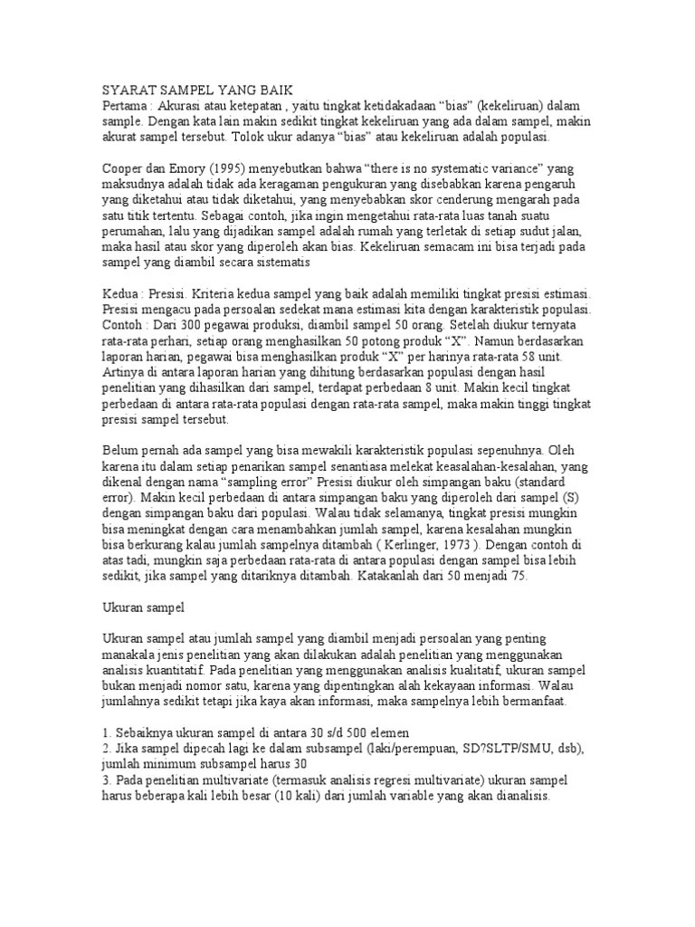 Syarat Sampel Yang Baik | PDF