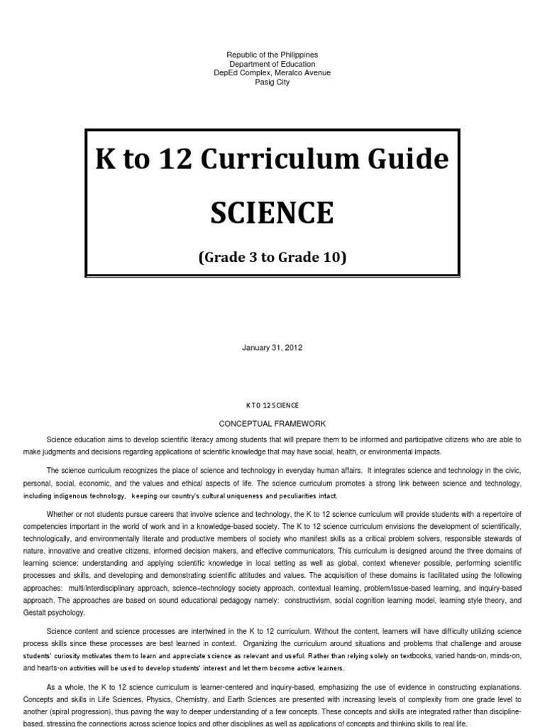 K To 12 Science Curriculum Guide Pdf Plants Learning