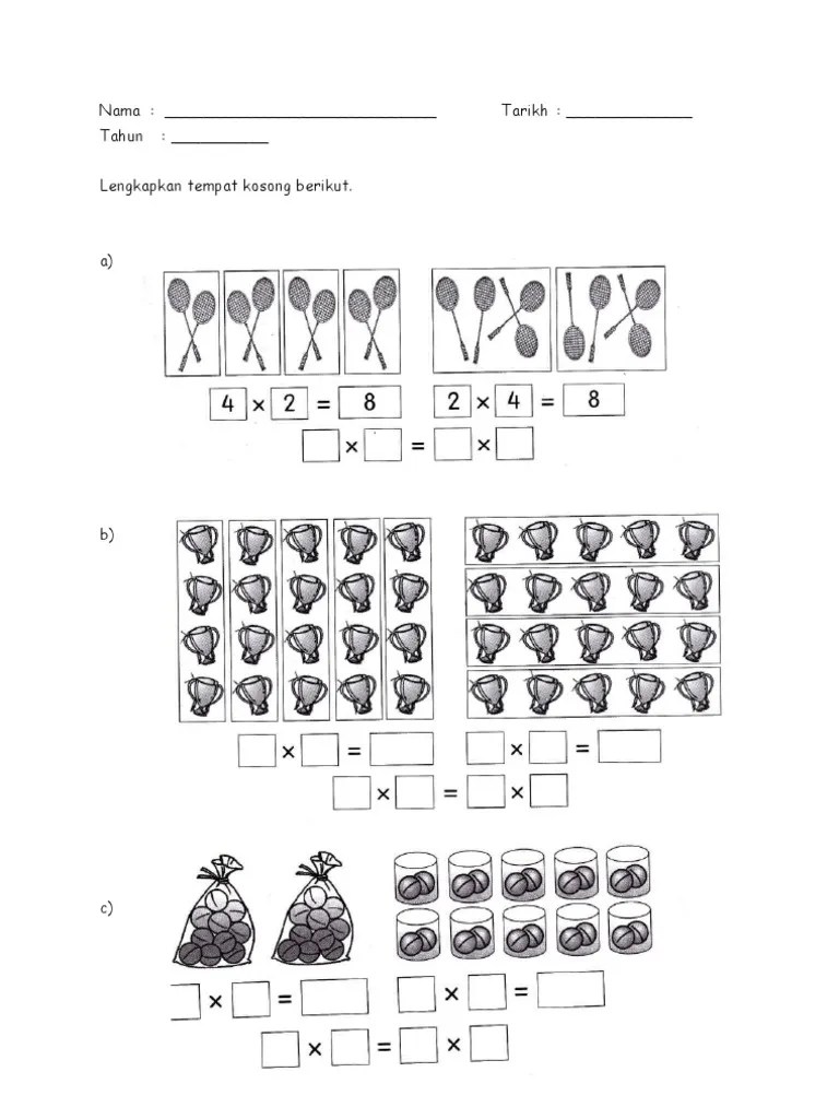Diberi umur bapanya ialah 48 tahun dan umur adik aiman ialah p tahun. Latihan Matematik Darab Tahun 2 Pdf