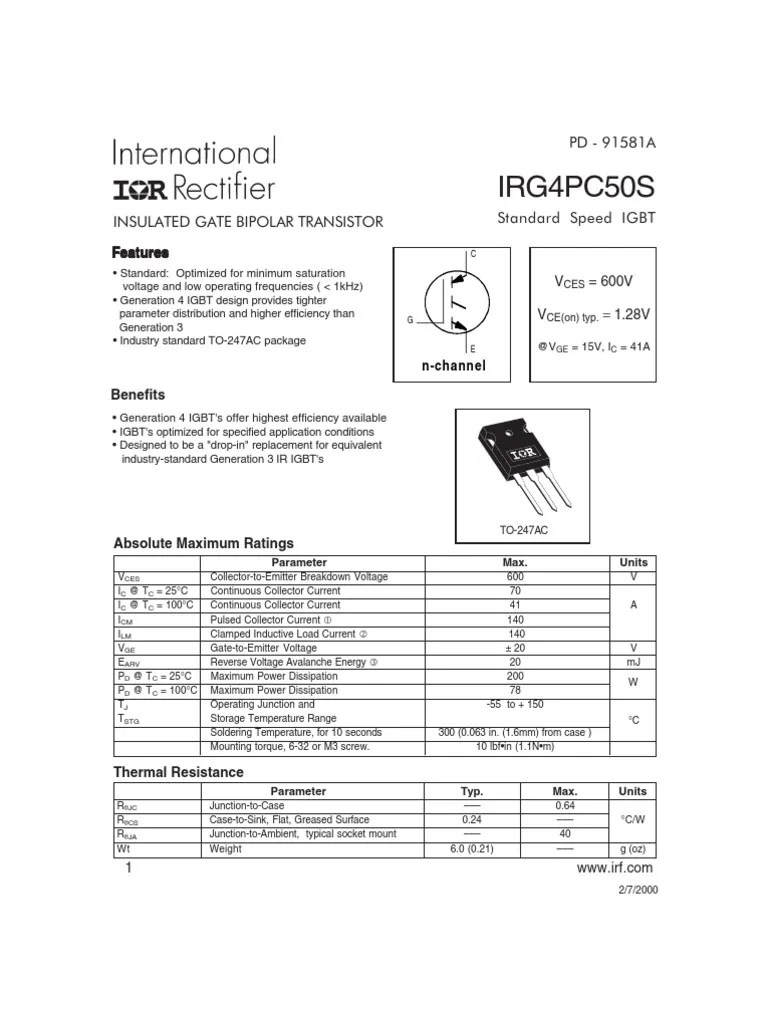 Irg4pc50 Transistor Electromagnetism