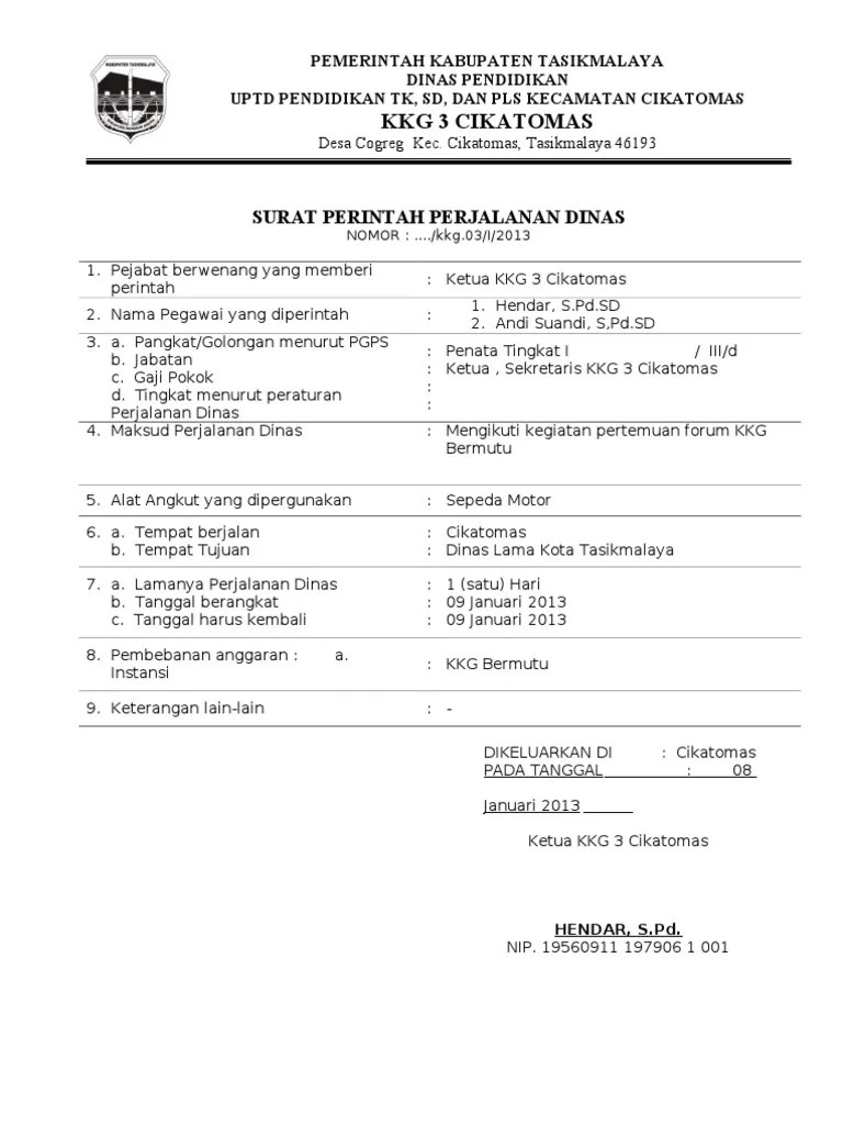 Contoh Surat Perjalanan Dinas Guru - 15 Contoh Surat Tugas Dinas Perusahaan Kerja Guru The Book : 14 contoh surat dinas luar kantor.