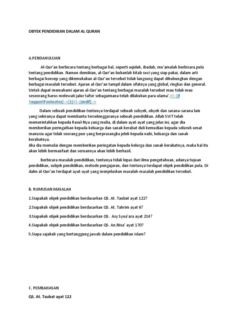 Obyek Pendidikan Dalam Al Quran | PDF