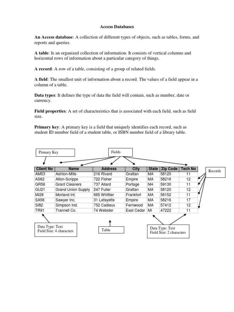 Introduction To Microsoft Access | PDF | Table (Database) | Information ...