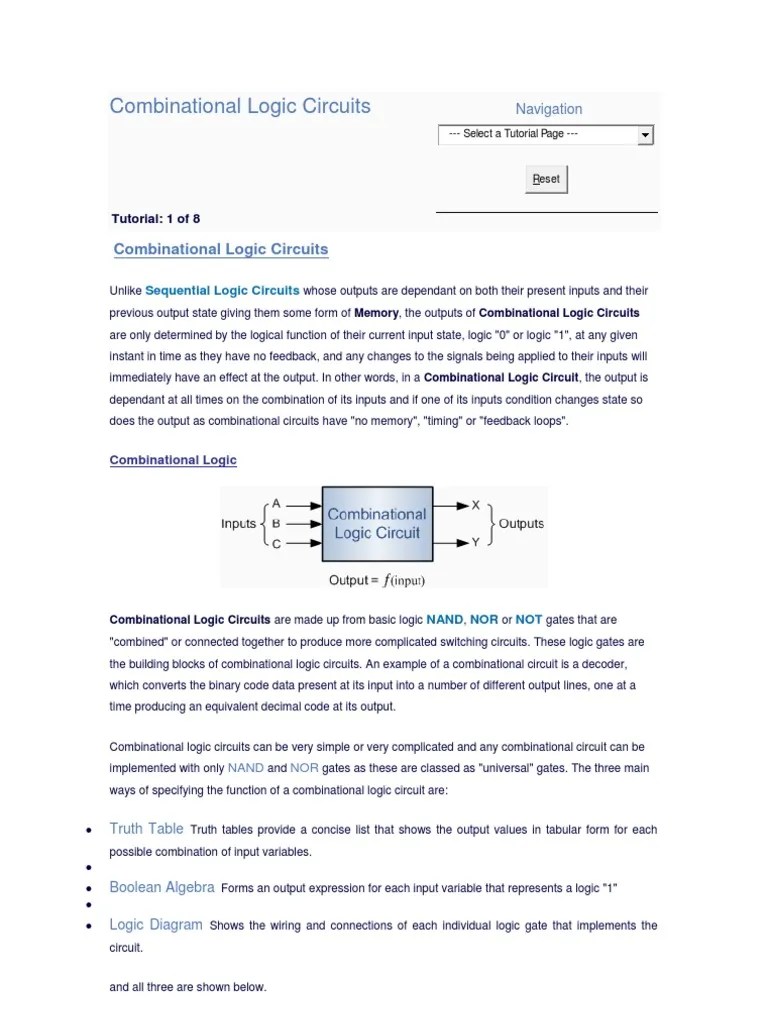 Combinational Logic Circuits | PDF | Logic Gate | Electronic Circuits