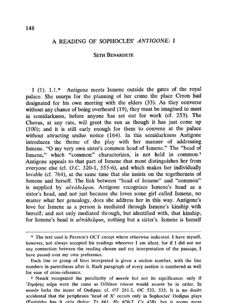 Antigone Seth Bernardete Interpretation Vol 4 3 5 1 5 2