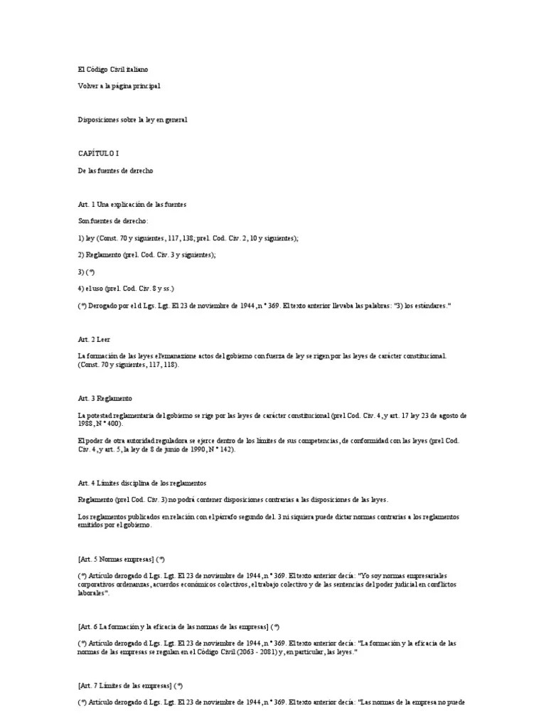 El Código Civil Italiano | PDF | Liquidación | Regulación