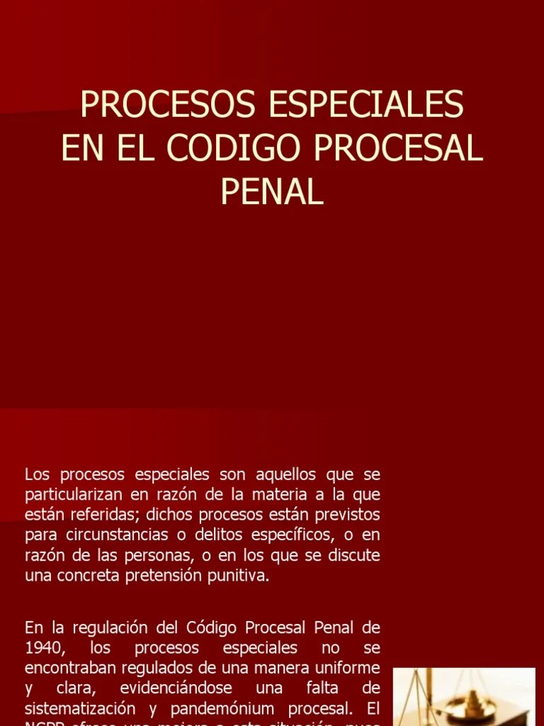 Procesos Especiales En El NCPP | PDF | Derecho Penal | Ley Procesal