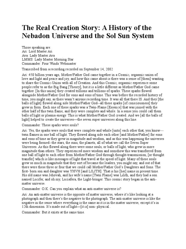 The Real Creation Story | PDF | Moon | Island