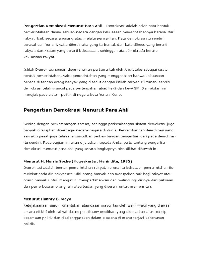 Pengertian Demokrasi Menurut para Ahli | PDF