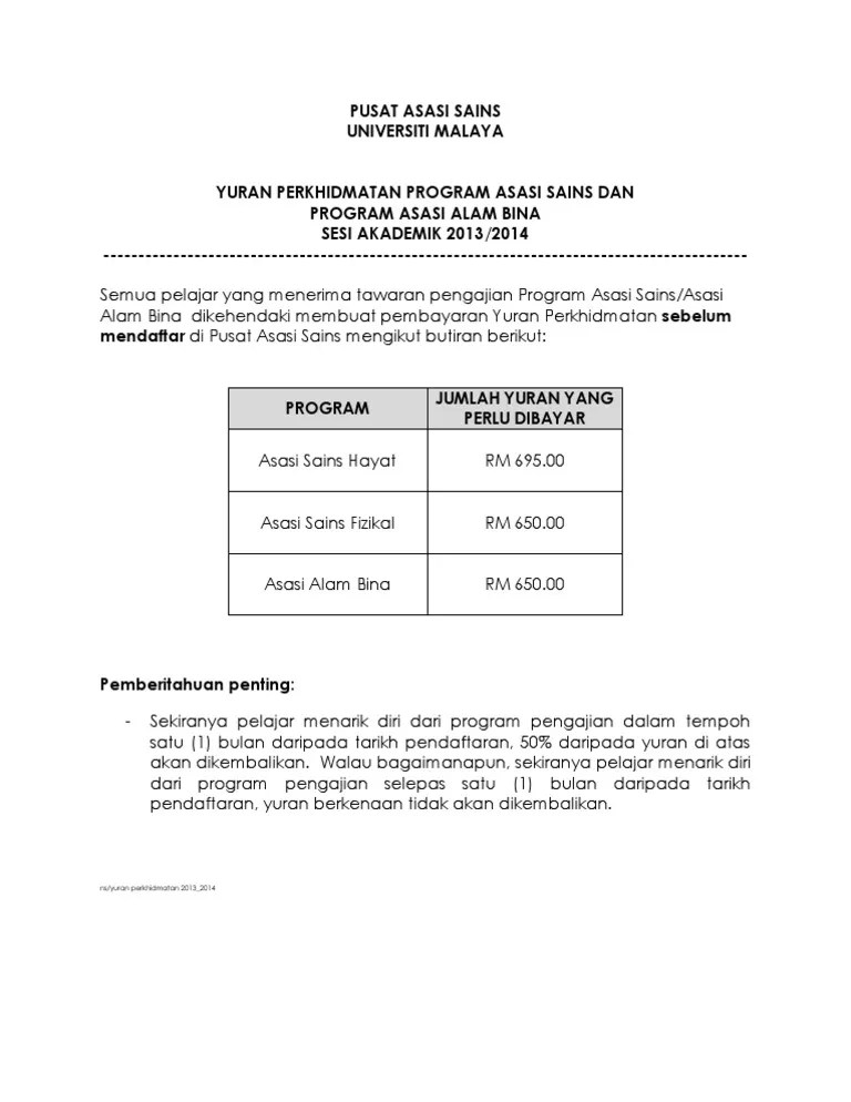 · majlis anugerah emas 2021/2022 (mae 2022) pusat asasi sains . Kadar Bayaran Yuran Perkhidmatan Program Asasi Pasum Pdf