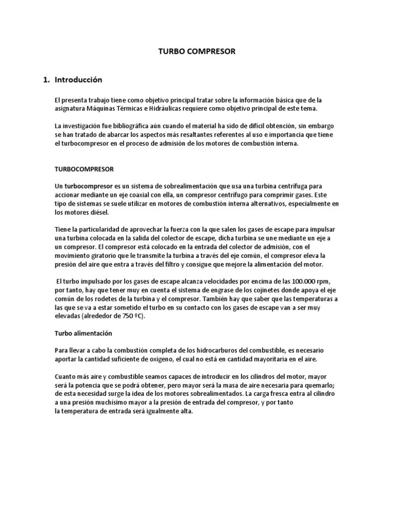 Turbo Compresor Termodinamica | PDF | Turbocompresor | Compresor De Gas