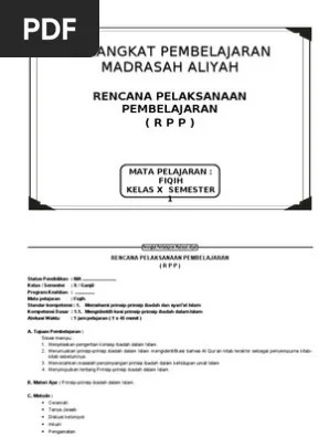 Perubahan kurikulumitu juga merupakan tuntutan dunia global harus diantisipasi dan direspon oleh dunia pendidikan. Rpp Ushul Fiqih Ma Kurikulum 2013 Doc Cara Golden