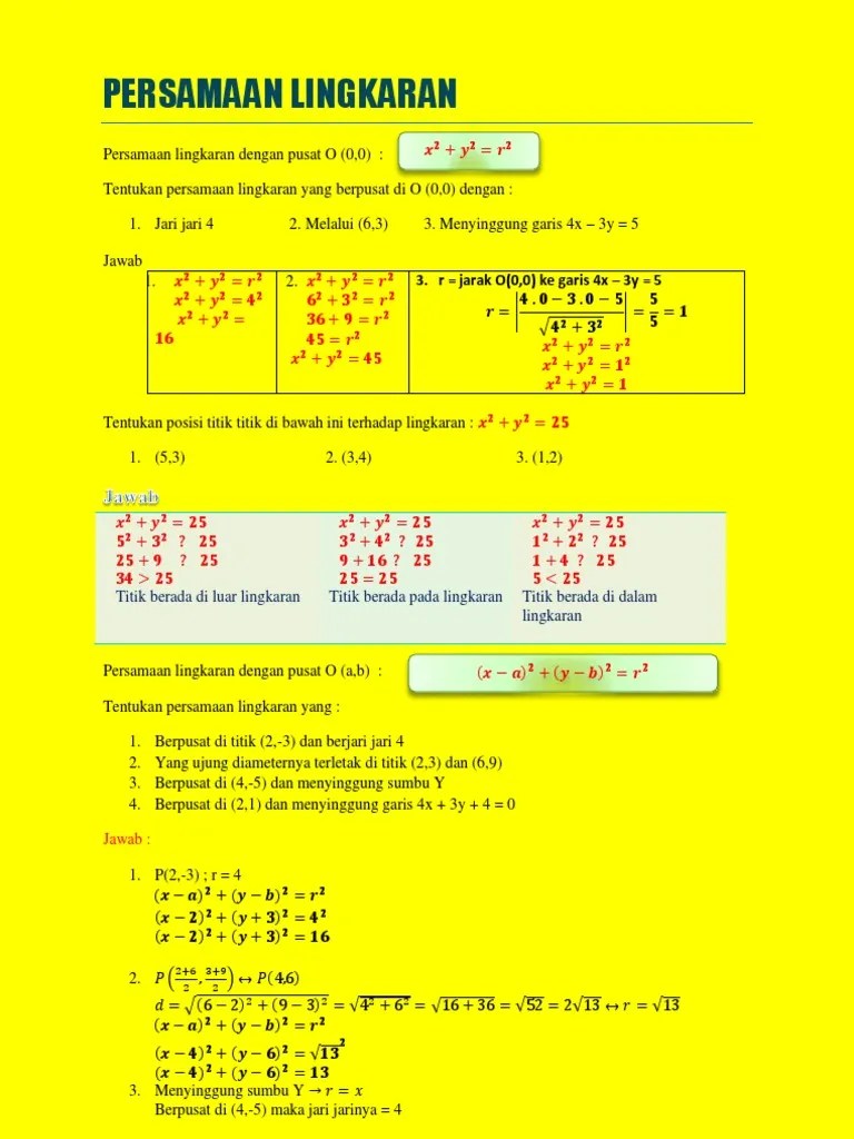 Persamaan Lingkaran | PDF