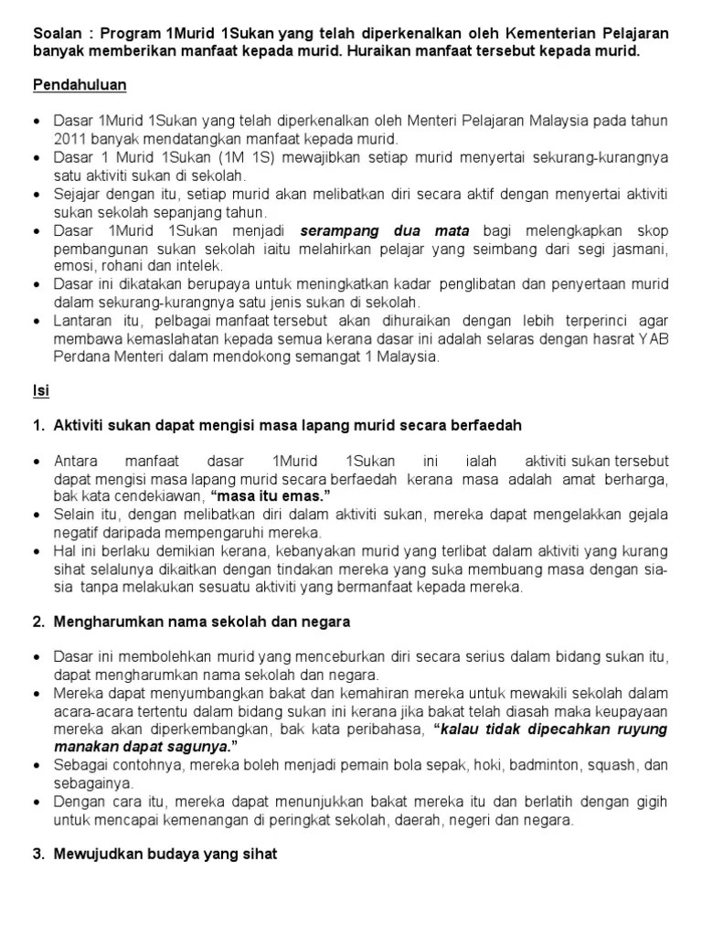 Bertegur sapa dengan orang di . Faedah 1 Murid 1 Sukan Karangan