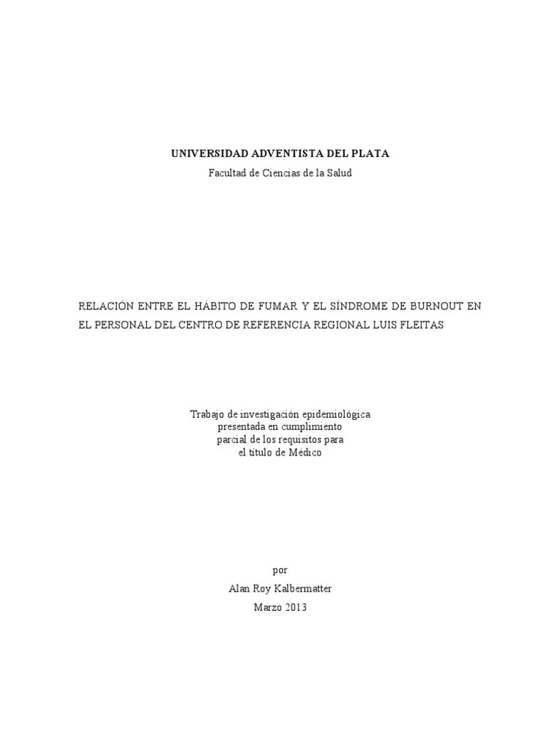 Sindrome De Burnout | PDF | Nicotina | Burnout Ocupacional