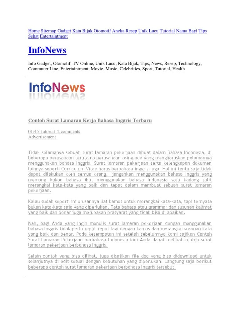 Dengan baik karena surat lamaran yang baik dan benar tidak terlepas dari susunan isi yang saling . Surat Lamaran Kerja Pdf Bahasa Indonesia Tenaga Kerja