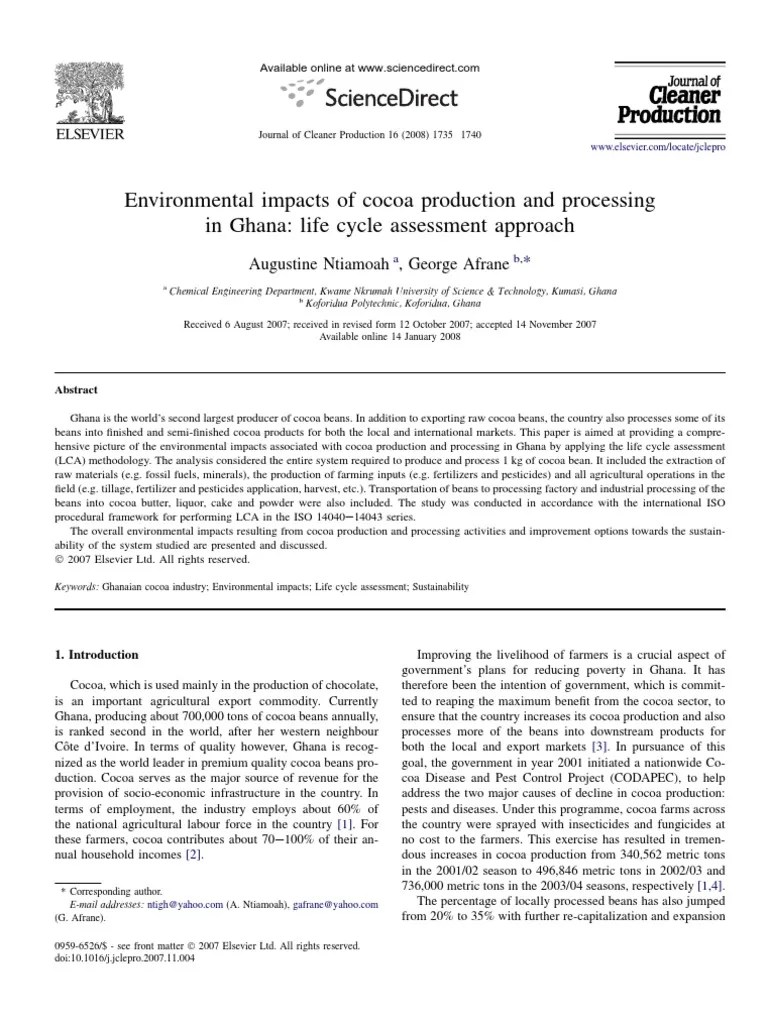 Environmental Impacts Of Cocoa Production And Processing | PDF | Cocoa ...