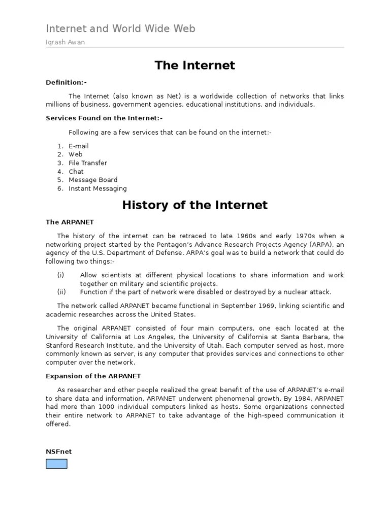 Internet And World Wide Web | PDF | Web Page | World Wide Web
