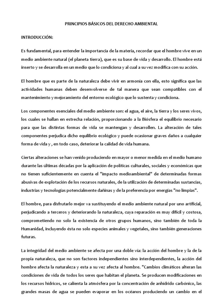 PRINCIPIOS BÁSICOS DEL DERECHO AMBIENTAL | PDF