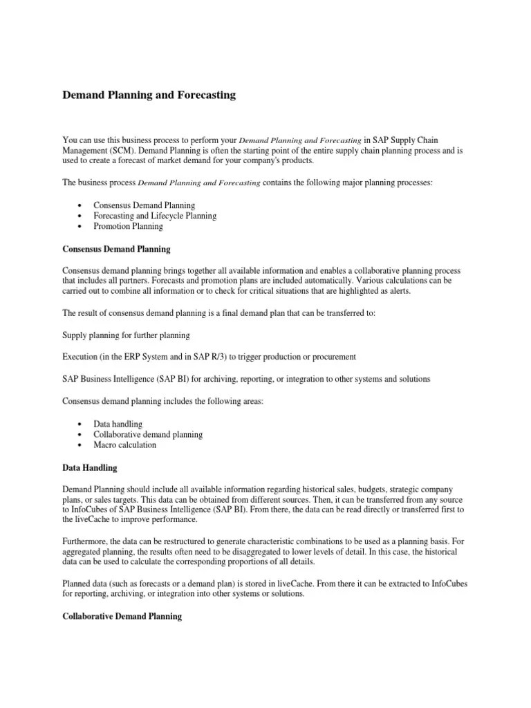 Demand Planning And Forecasting | PDF | Forecasting | Supply Chain Management