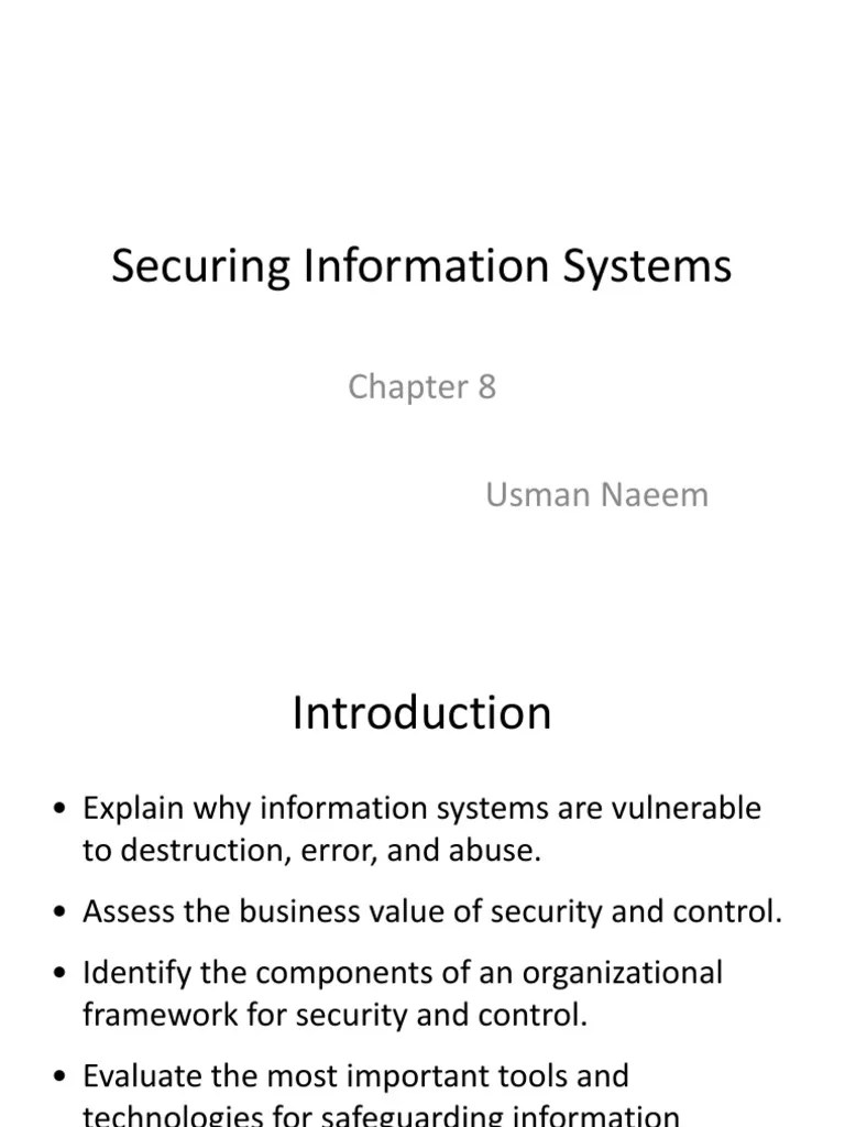 8.securing Information Systems | PDF | Vulnerability (Computing ...
