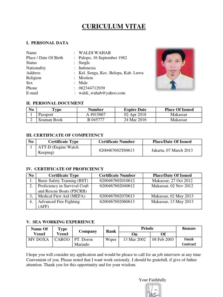 Contoh cv bahasa inggris doc. Contoh Curiculum Vitae