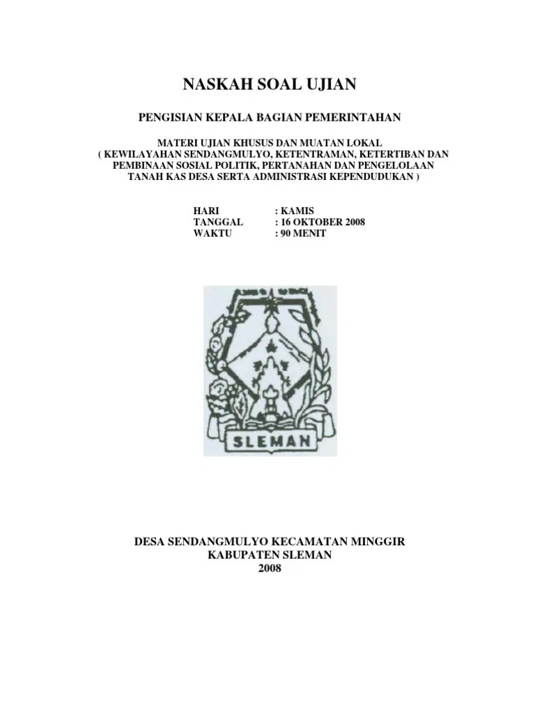 Dalam dunia masyarakat yang semakin maju dan modern, peningkatan akan jumlah limbah semakin meningkat. Contoh Soal Tes Perangkat Desa Dan Kunci Jawaban Di Yogyakarta Ilmusosial Id
