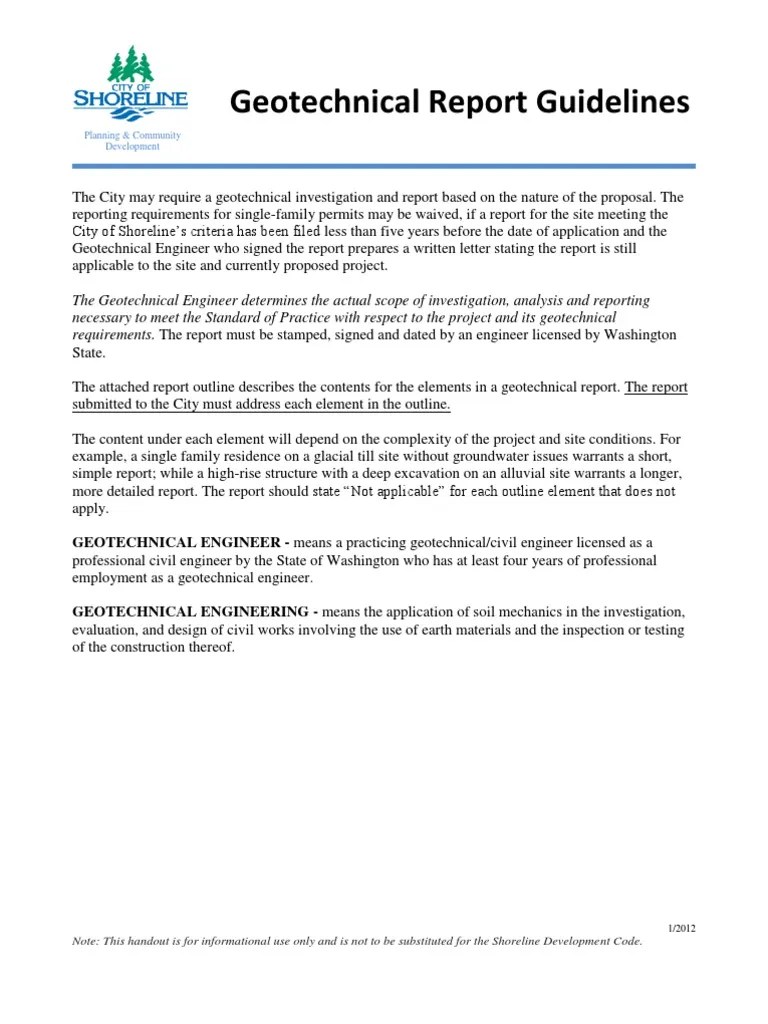 Geotechnical Report Guidelines | Geotechnical Engineering | Deep ...