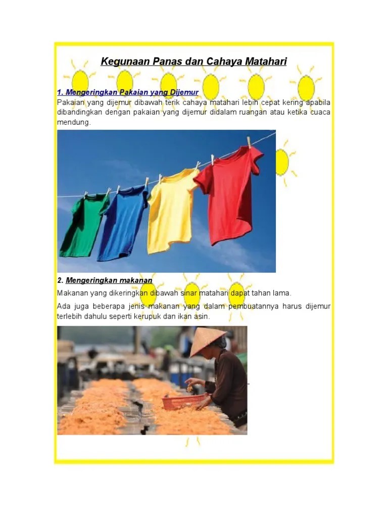 Kegunaan Panas Dan Cahaya Matahari | PDF