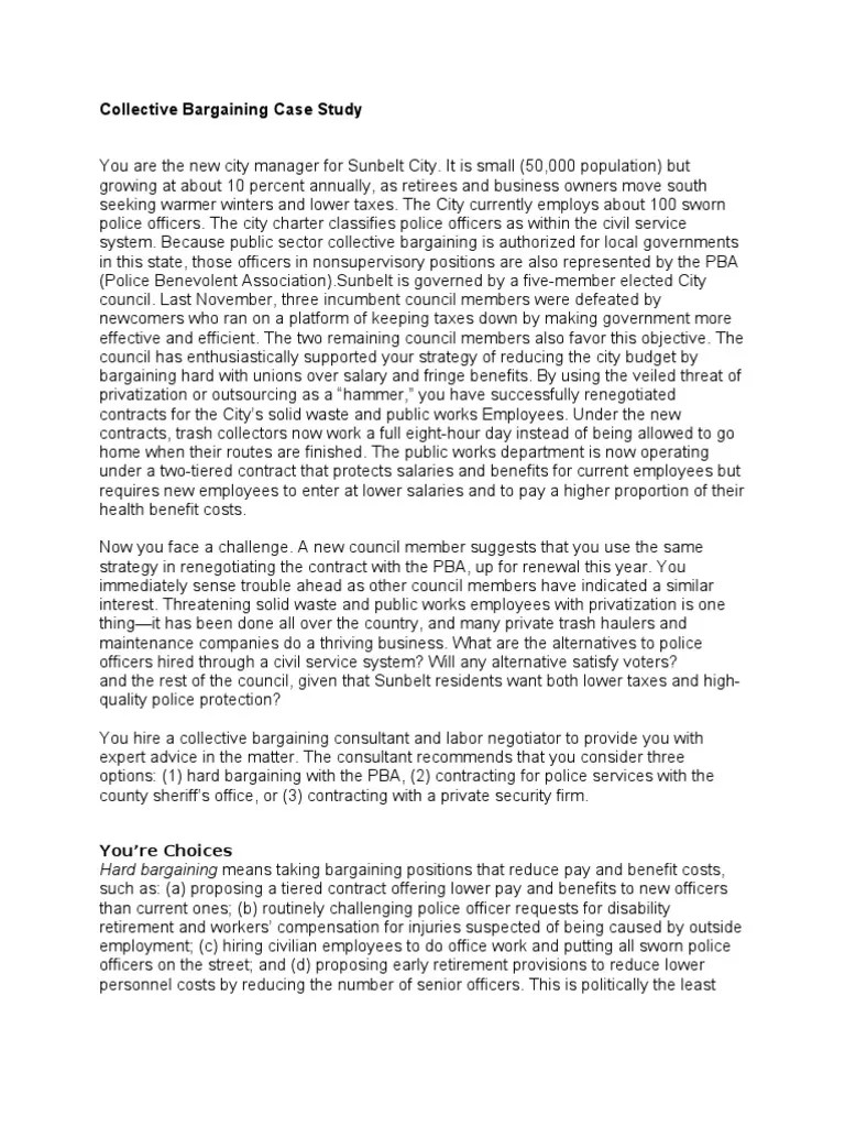 Collective Bargaining Case Study | PDF | Employee Benefits | Employment