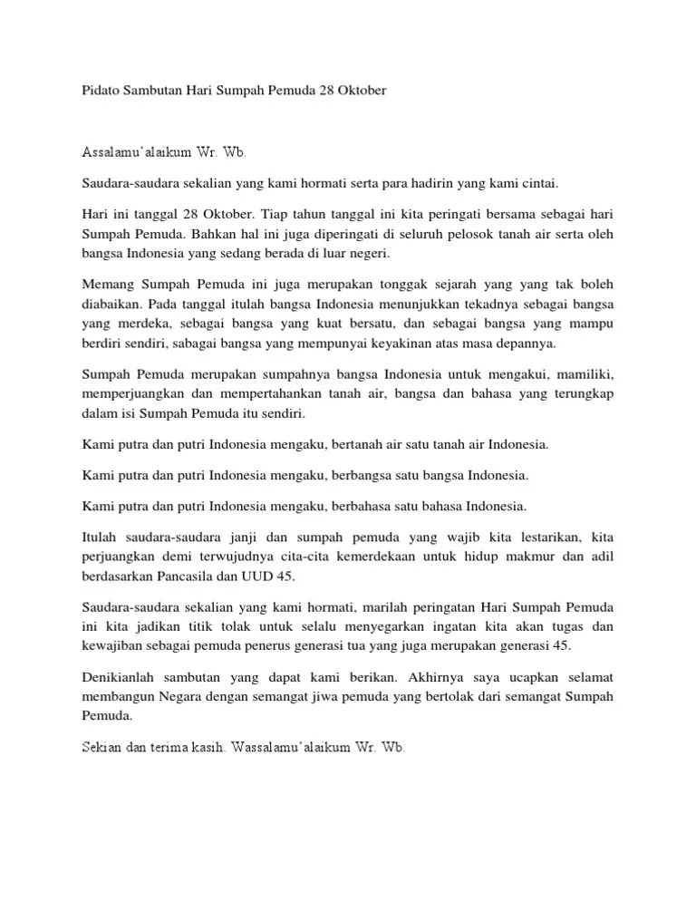 Pidato Singkat Tentang Sumpah Pemuda Dalam Bahasa Inggris Beserta Artinya –  Pigura