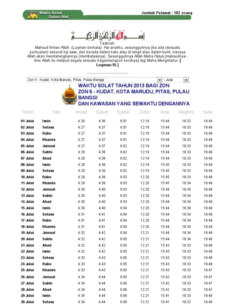 Check spelling or type a new query. Waktu Solat Kota Marudu Julai 2013