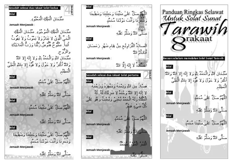 Kaifiat sembahyang sunat tarawih 8 rakaat. Bacaan Selawat Solat Tarawih 8 Rakaat Muka Hadapan Brochure Pdf
