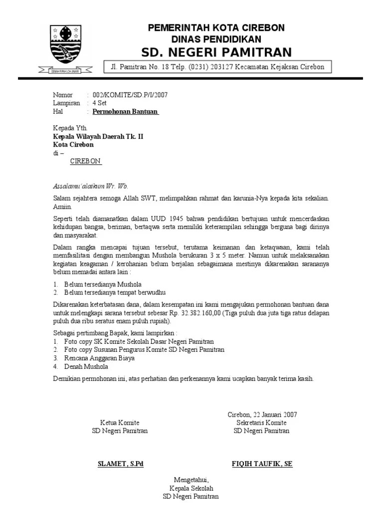 Check spelling or type a new query. Contoh Proposal Permohonan Bantuan SD